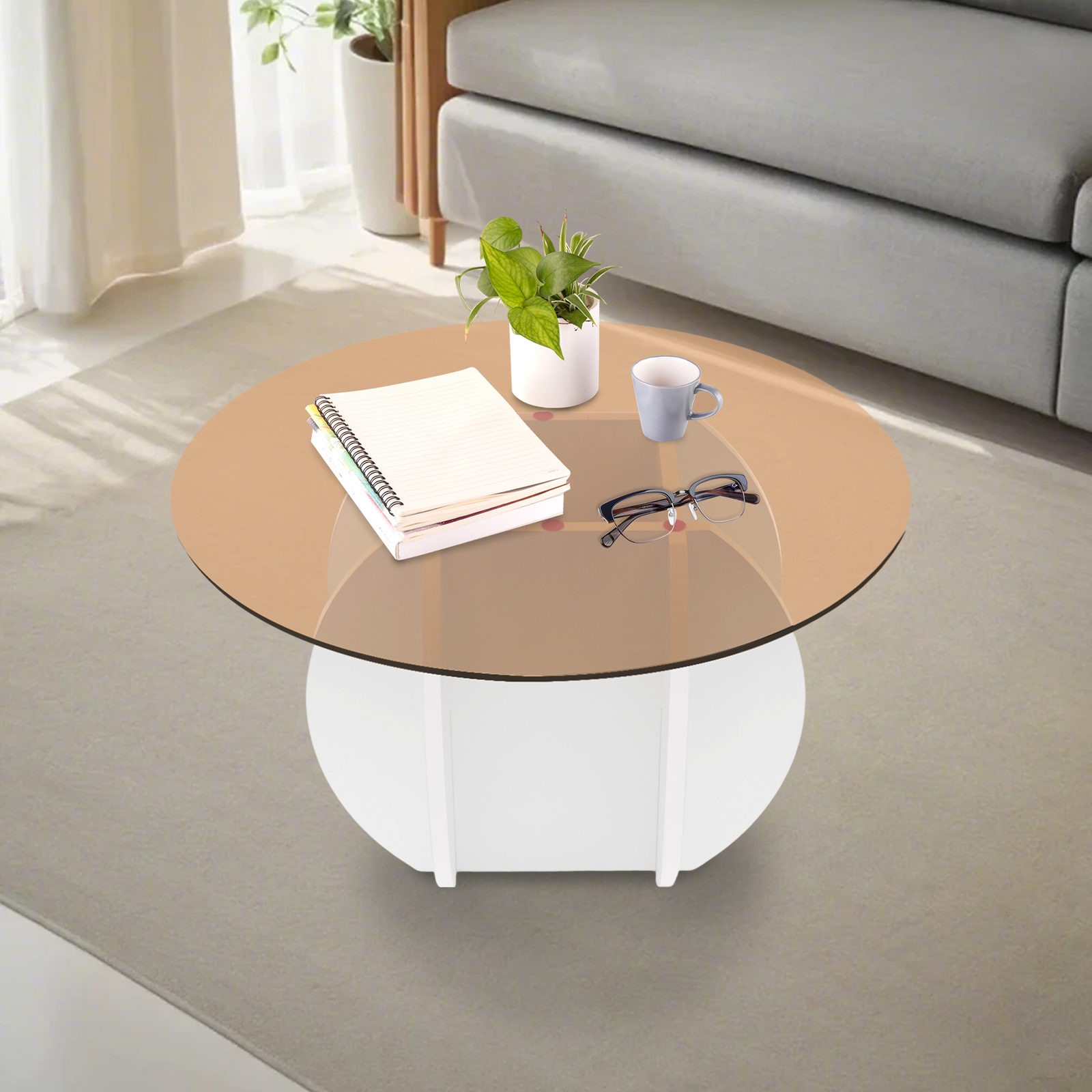 Modern Round Coffee Table 27.6 - Book Weight Glass recension och pris