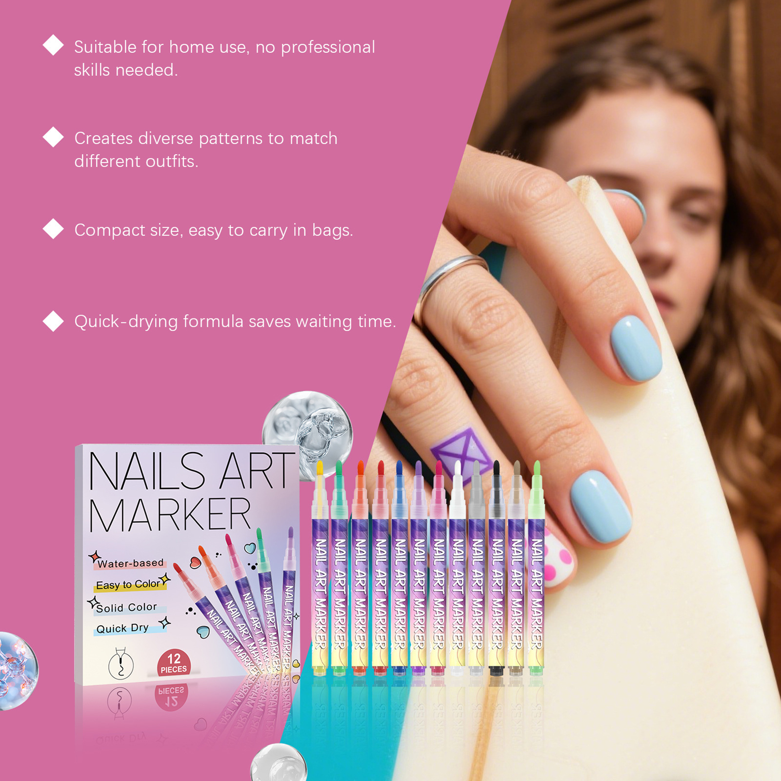 12Pcs Nail Art Pens With Fine  - Correction Pen Fine recension och pris
