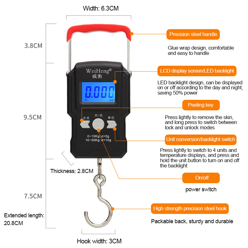 Portable Hanging Hook Scale 50 - Tape Dispenser Weighted recension och pris