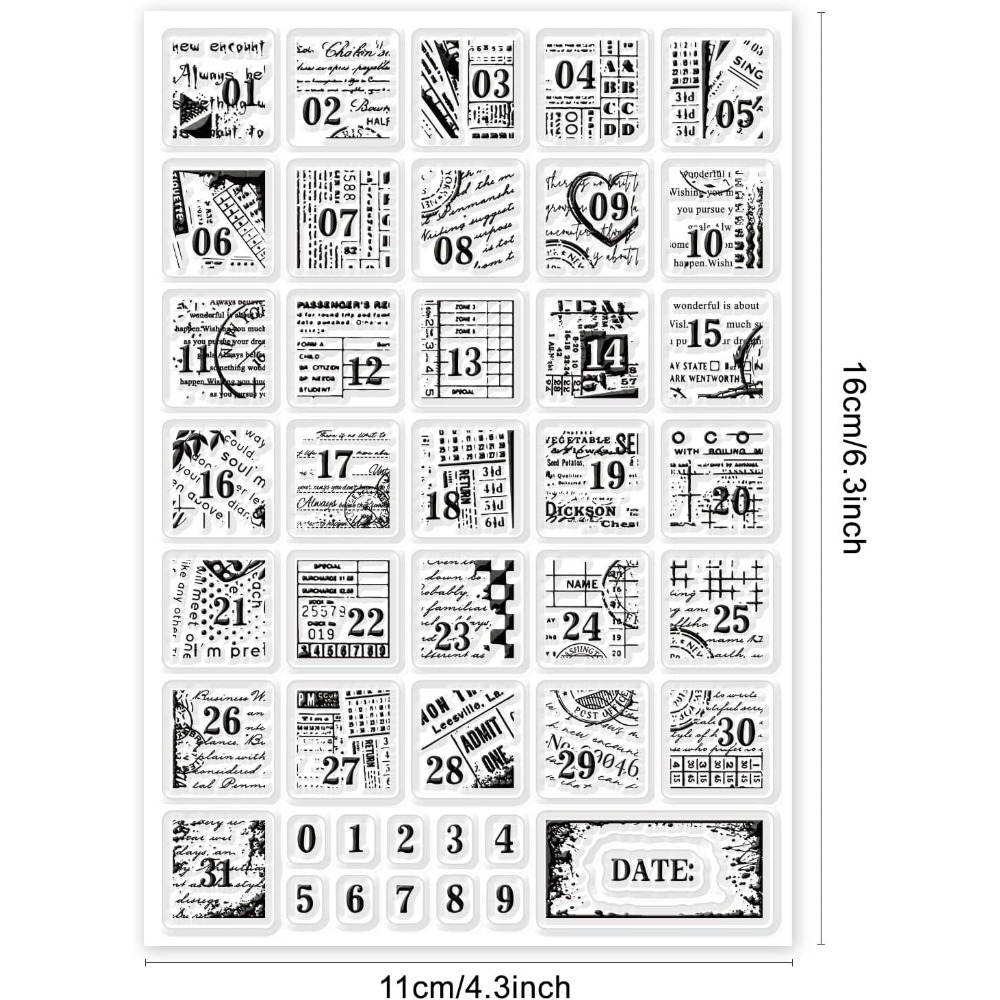 1Sheet Vintage Date Clear Stam - Rubber Date Stamp recension och pris