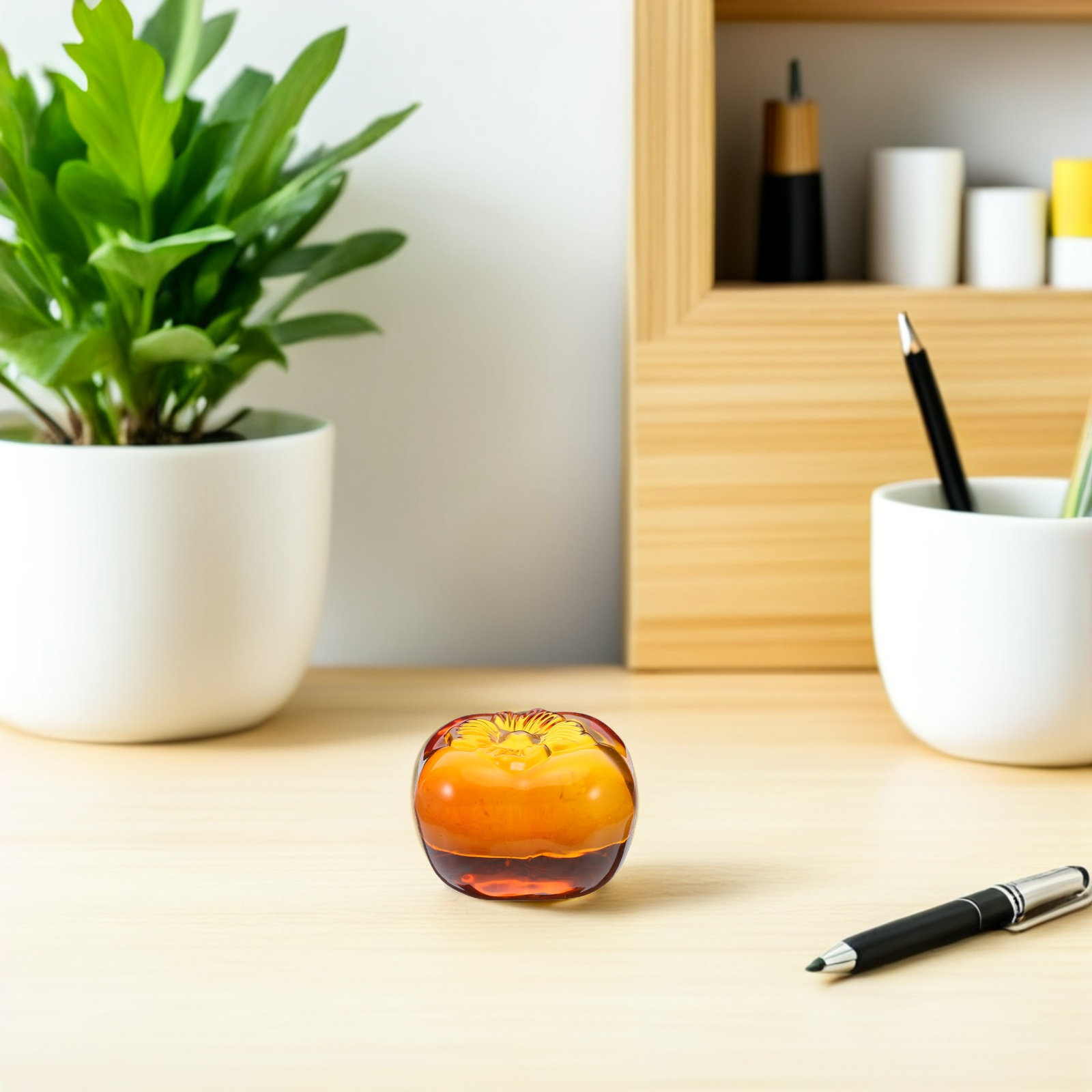 Crystal Persimmon Desk Paperwe - Book Weight Glass recension och pris