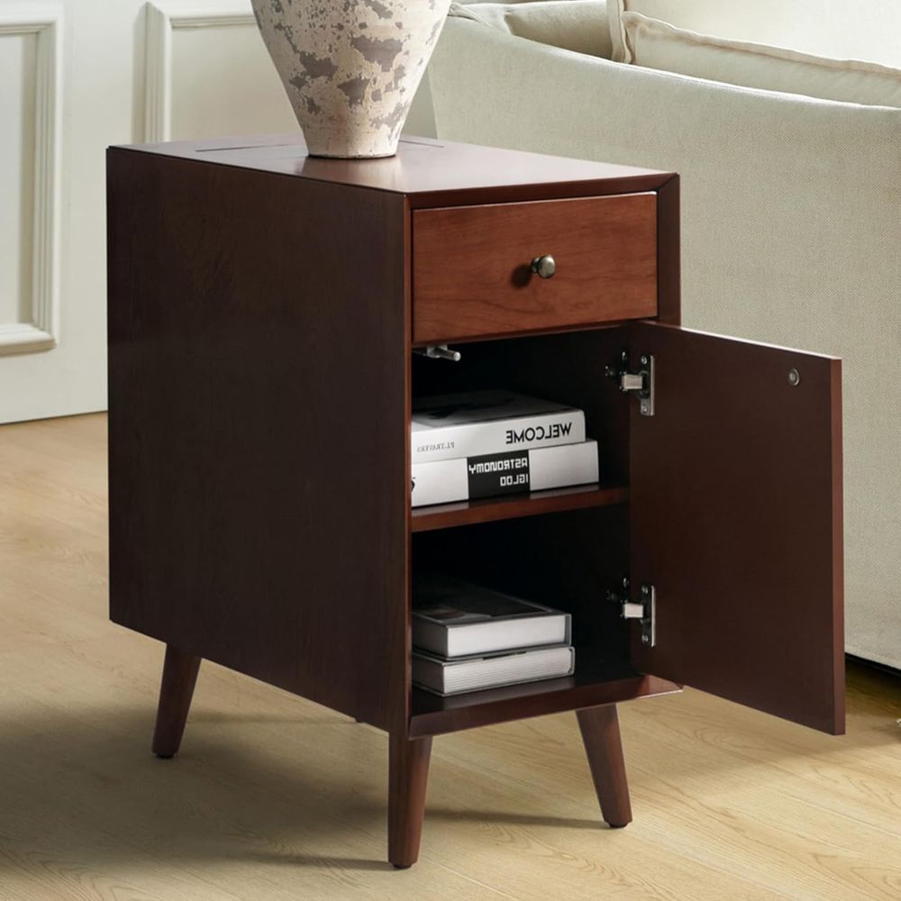 Walnut Charging Station End Ta - Magazine Holder Rack recension och pris