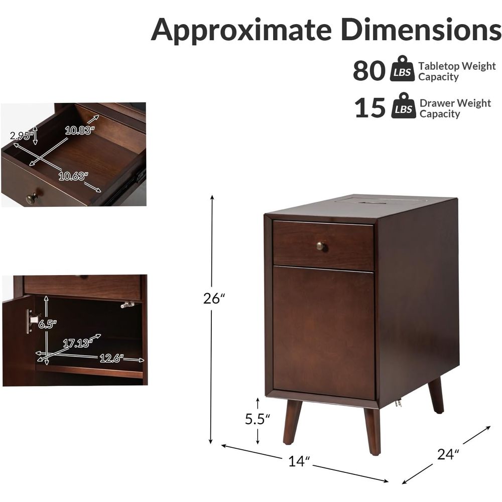 Walnut Charging Station End Ta - Magazine Holder Rack recension och pris