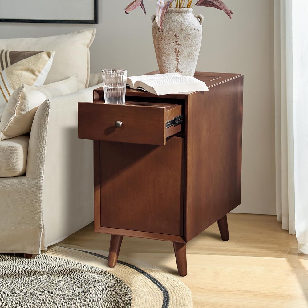 Walnut Charging Station End Ta - Magazine Holder Rack recension och pris