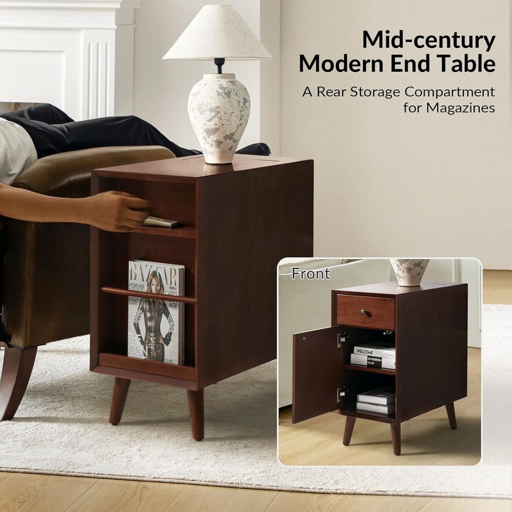 Walnut Charging Station End Ta - Magazine Holder Rack recension och pris